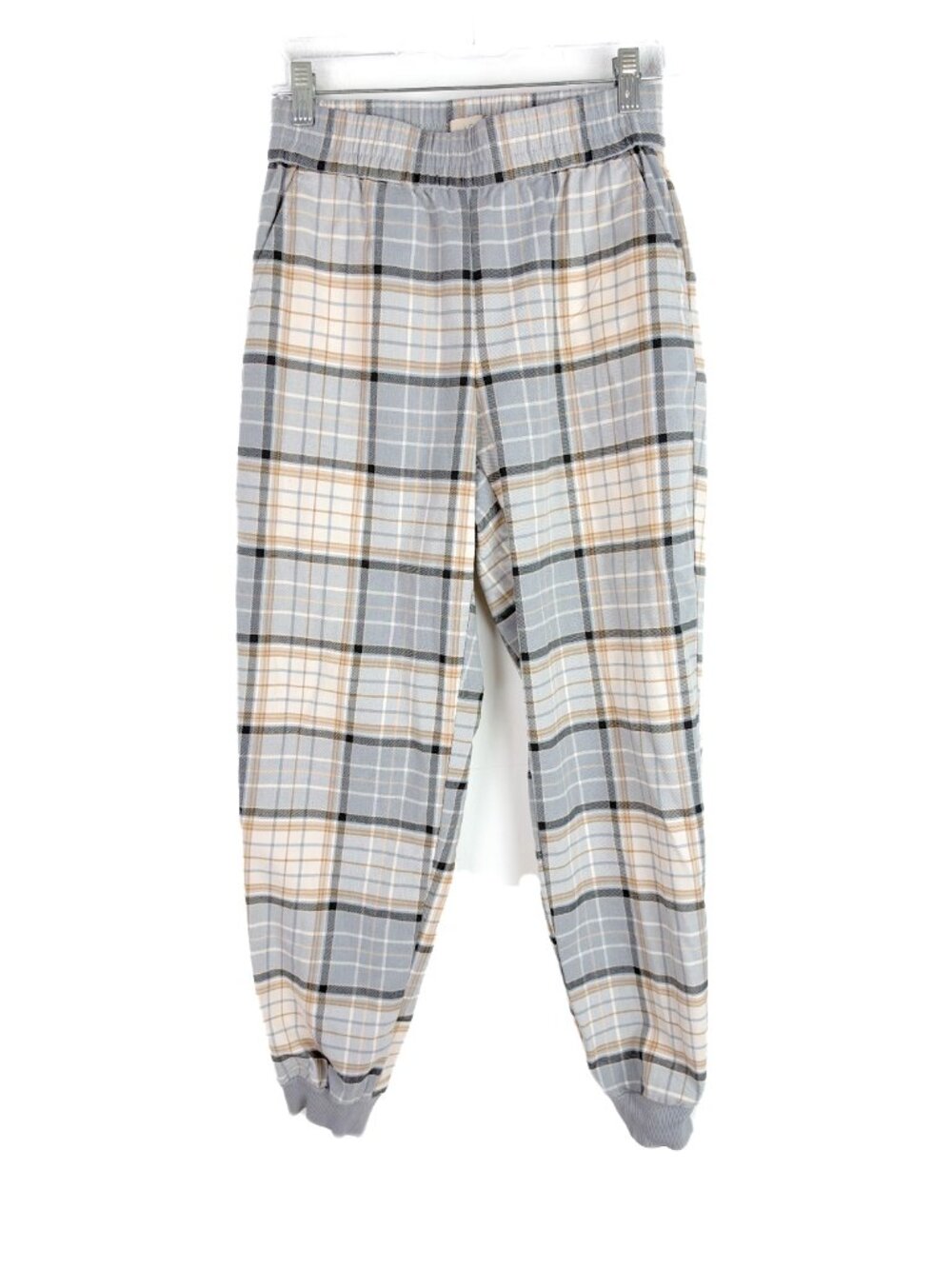 LOFT Outlet Flannel Plaid Pull On High Rise Jogger Pants Gray Size XS